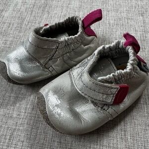 KEEN Silver and pink Leather booties for‎ girls infant baby crawler 12 Months